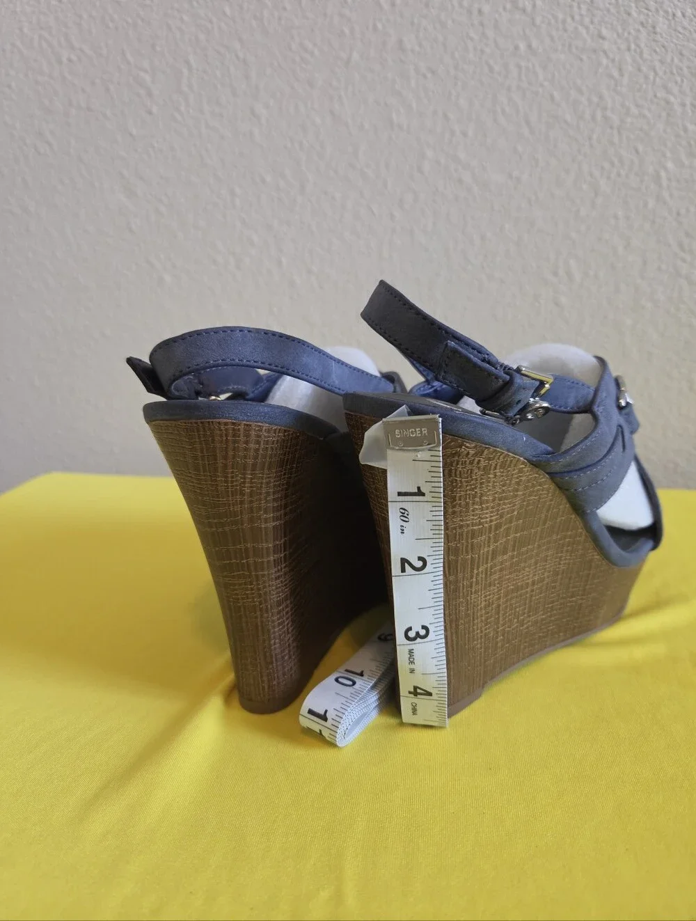 Women's Blue Crisscross Platform Sandals - 2 Buckle Slingback